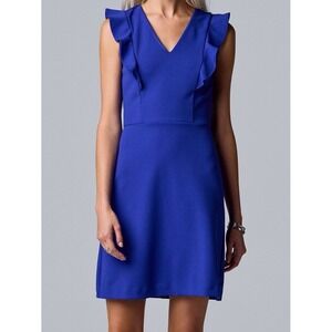 French Connection Whisper Ruffle Sleeve Mini Dress 6 Royal Blue